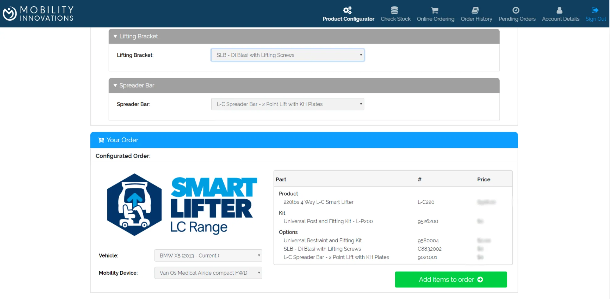 Autochair's Product Configurator