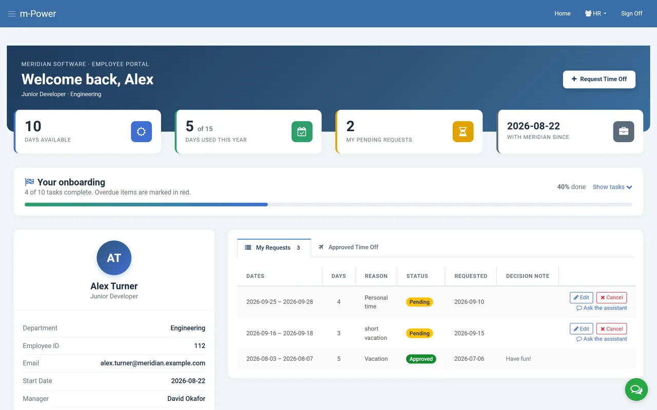 HR portal with an AI assistant built with m-Power