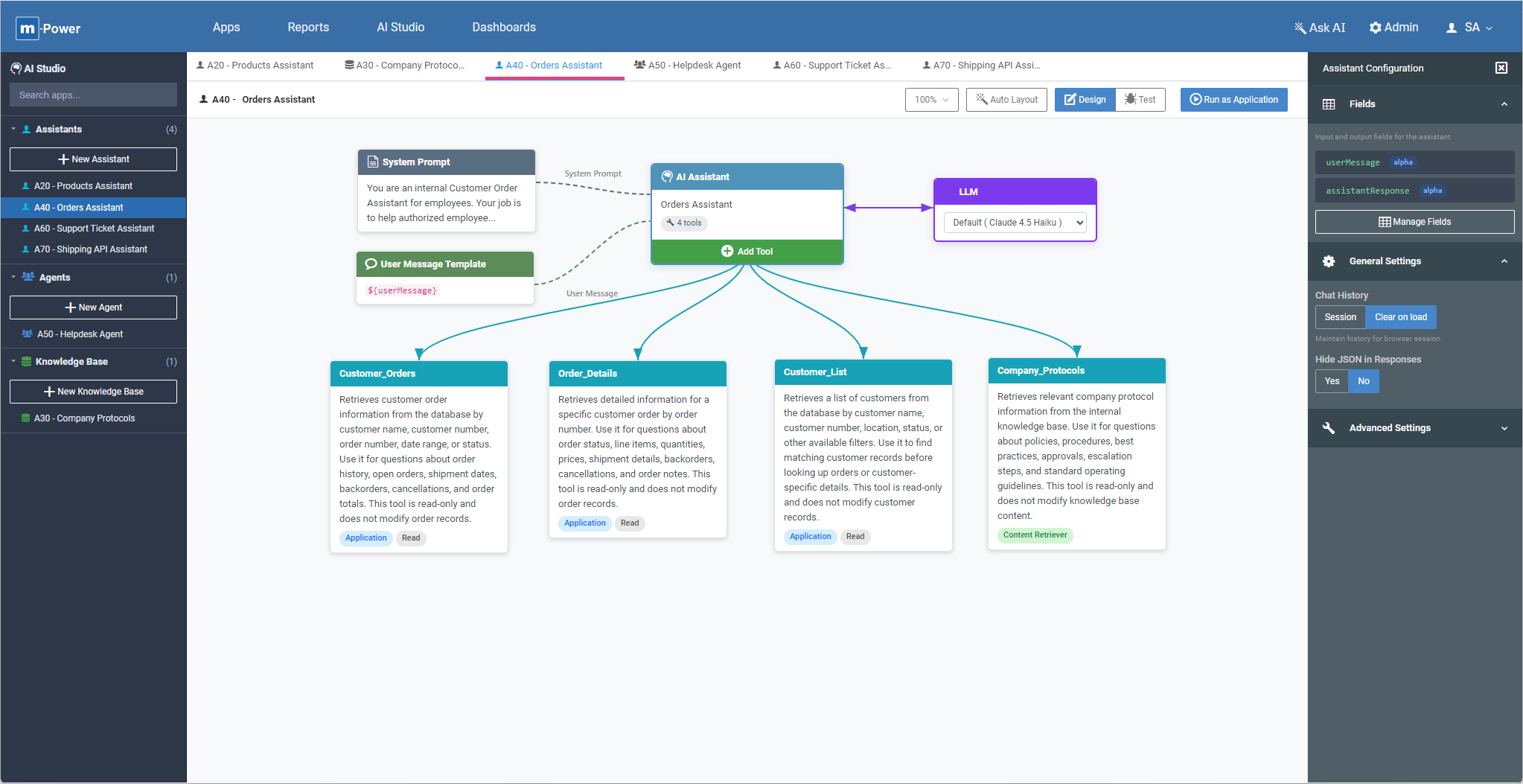 m-Power AI Assistant interface