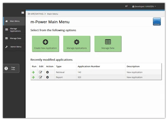 m-Power's new interface on a PC