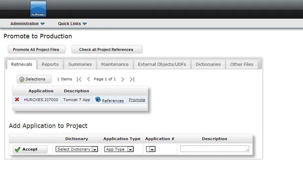 Screenshot of new promote to production screen
