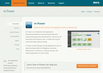 A responsively-designed m-Power page shown on a PC