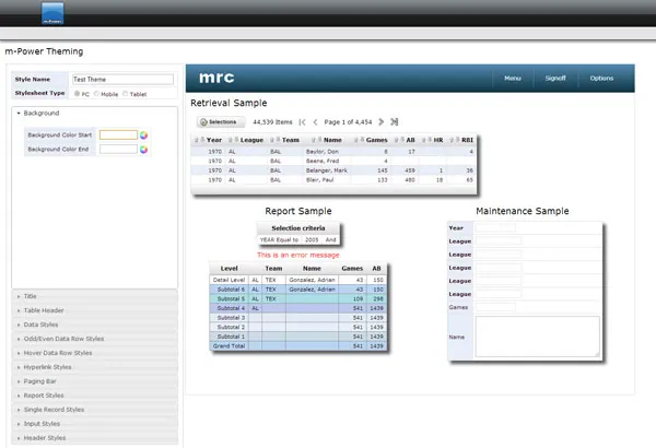 Screenshot of new theming screen