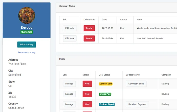Custom CRM system built by mrc