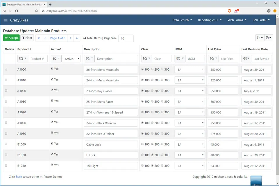 Database front-end application built by mrc