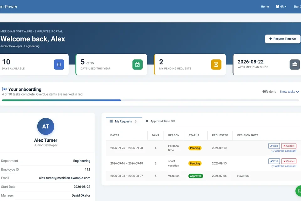 Time off request portal demo