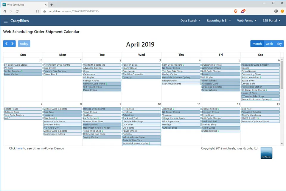Shipping calendar demo