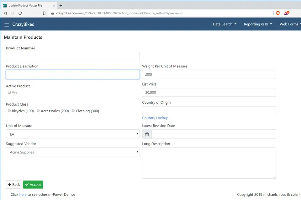 Web form demo