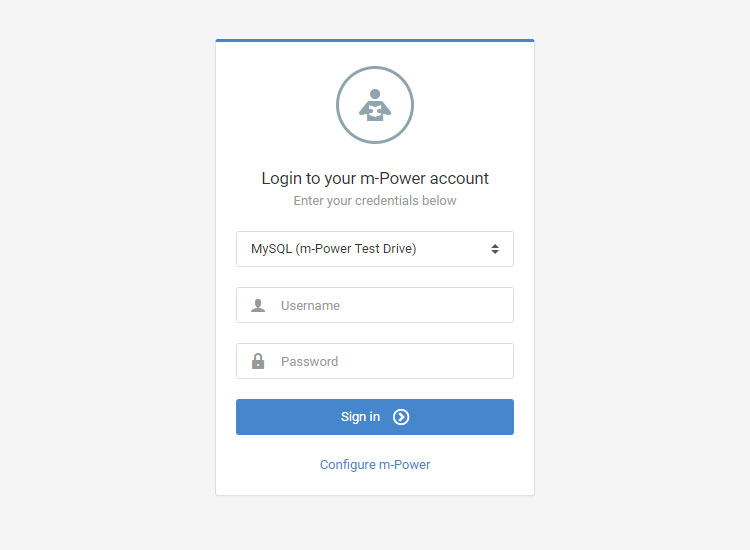 m-Power login screen