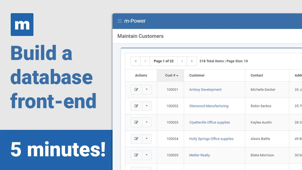 Video: create a database front-end in 5 minutes